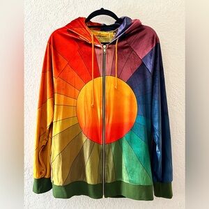 NWT Aviator Nation Galaxy Sunburst full zip velour hoodie Medium